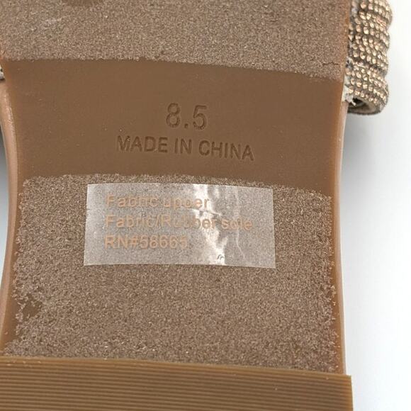 Abound Imani Flat Sandals Rhinestone Slip-On Women's Tan Mocha Size US8.5 - Picture 6 of 6